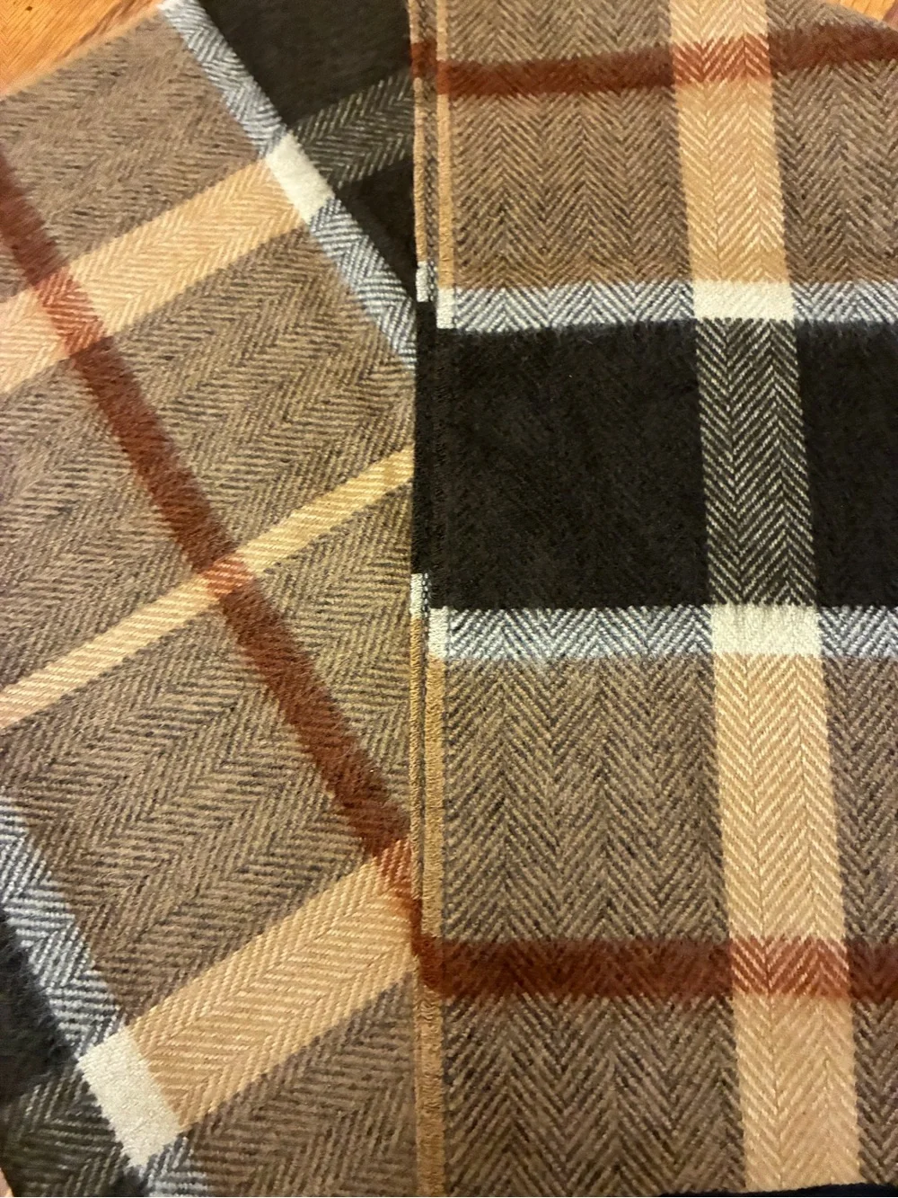 Dior Vintage Plaid Scarf in Brown, Black, Cream NWT